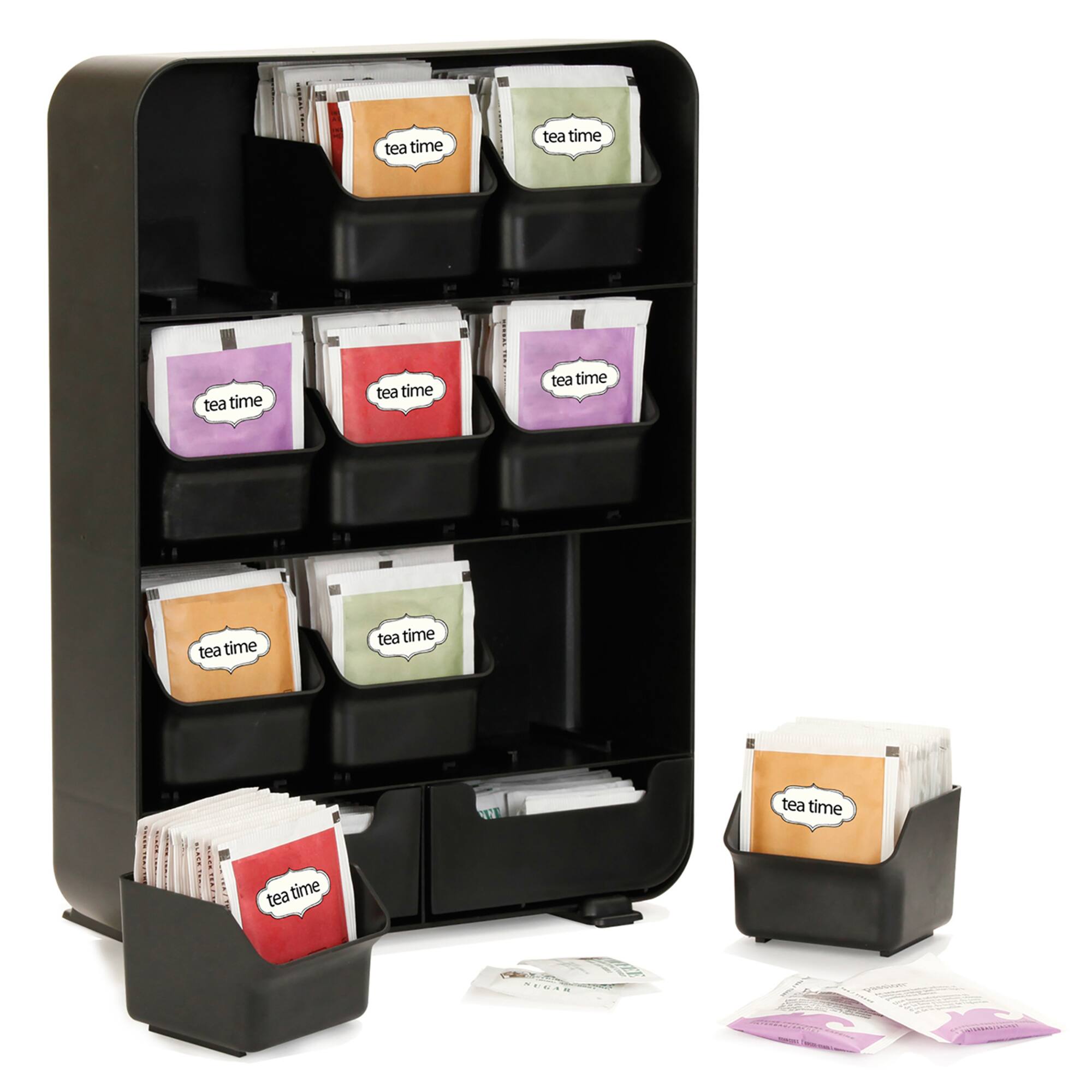 Mind Reader Black Tea Bag holder and Condiment Organizer